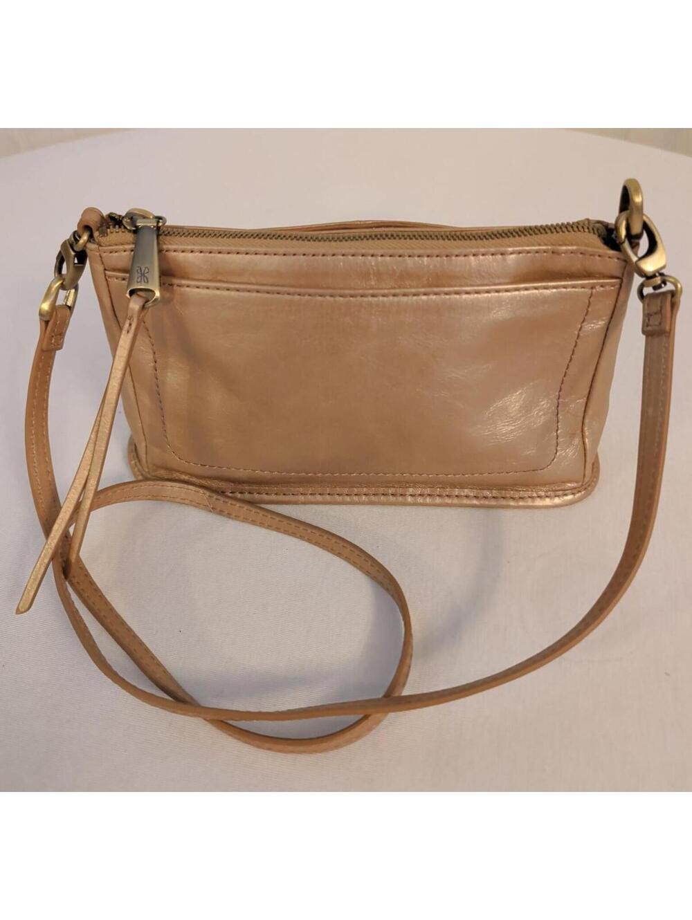 Hobo Small Gold Genuine Leather Crossbody Bag 2 Strap Options